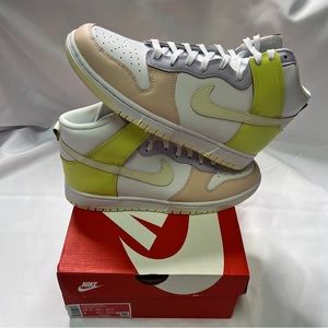 Women’s Nike Dunk High Cashmere Lemon Twist Pink and Green New Size 10.5W - 9M